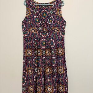 Lands End Women Plus Wrap Front Fit & Flare Dress Knee Length Size‎ 1X(16W-18W)